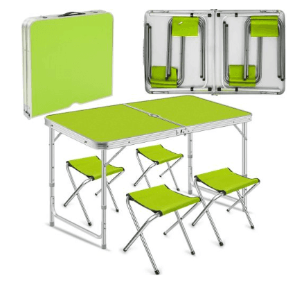 Розкладний стіл з 4 стільцями Folding Table для пікніка, риболовлі, дачі, 120х60 см Стіл-чемодан — 5