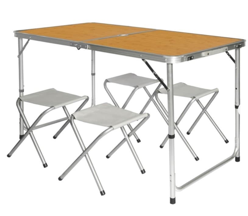 Розкладний стіл з 4 стільцями Folding Table для пікніка, риболовлі, дачі, 120х60 см Стіл-чемодан — 4