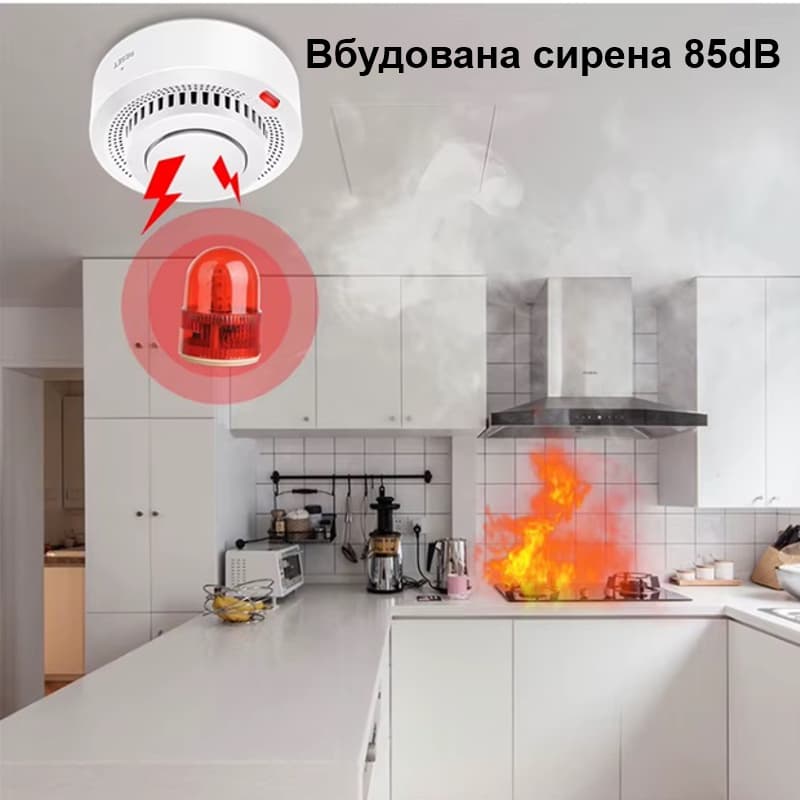 Комплект з 2х wifi датчиків диму (пожежних датчиків) із сиреною Nectronix YG400A, додаток Tuya smart — 2