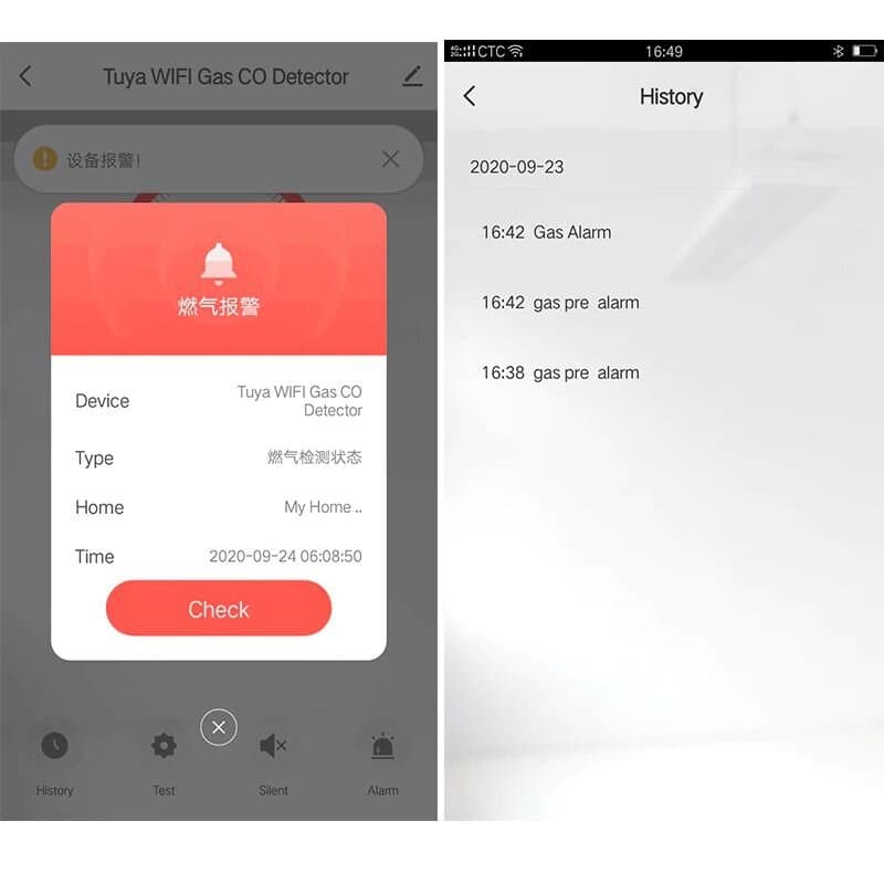 Wifi датчик витоку природного газу + чадного газу 2 в 1 Haozee CM-20, оповіщення в додаток на смартфон — 5