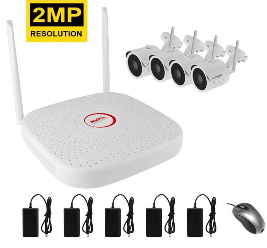 Комплект відеоспостереження бездротовий на 4 камери Longse WIFI 3604 - 2MP Kit 4, 300 метрів, 2 Мп, FullHD 1080p — 2