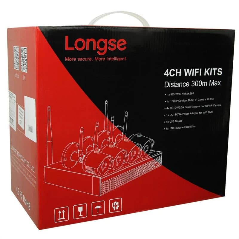 Комплект відеоспостереження бездротовий на 4 камери Longse WIFI 3604 - 2MP Kit 4, 300 метрів, 2 Мп, FullHD 1080p — 5