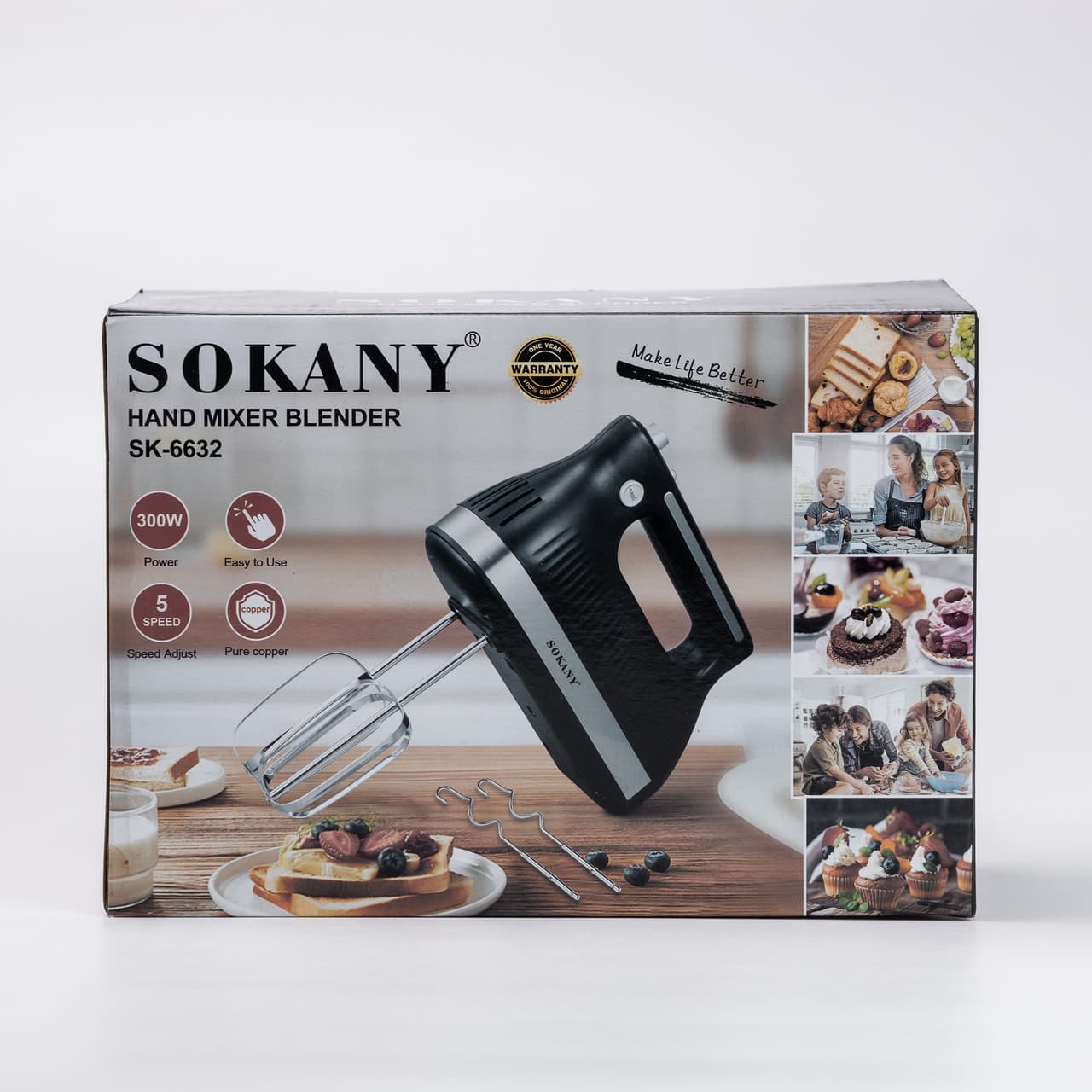 Миксер ручной с 2 насадками Sokany SK-6632 300 Вт черный — 10