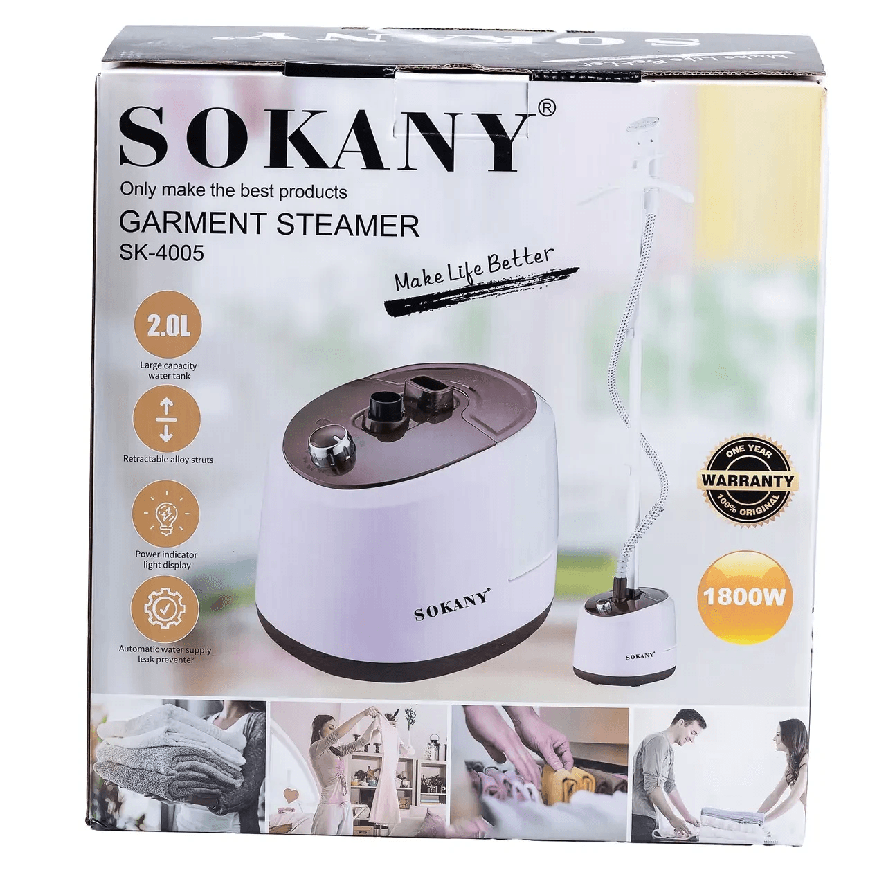 Напольный отпариватель для одежды Sokany SK4005P на 2 л 1800 Вт розовый — 7