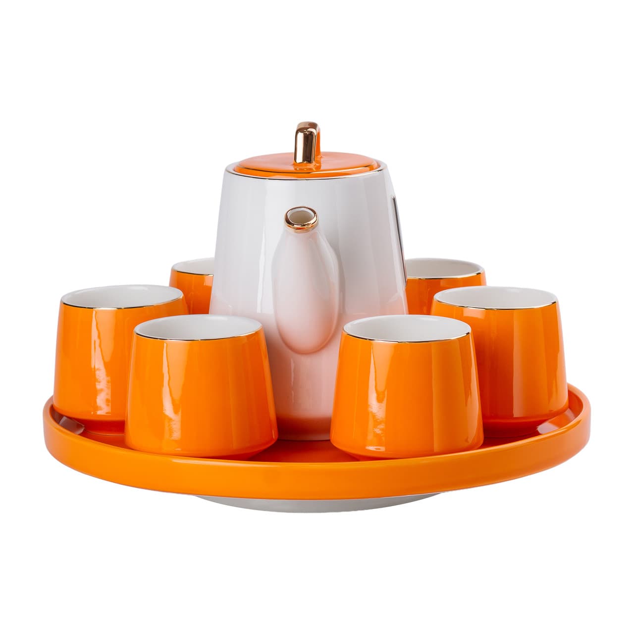 Чайный сервиз на 6 персон с фарфоровой подставкой Orange HP-15-27 — 6