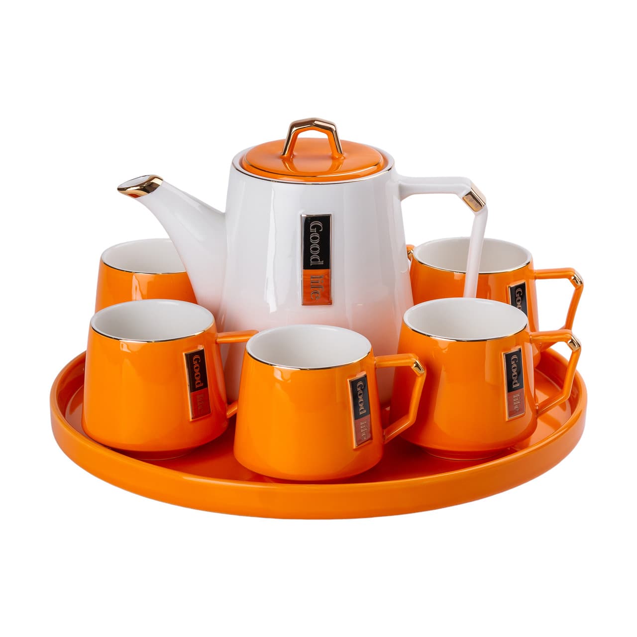 Чайный сервиз на 6 персон с фарфоровой подставкой Orange HP-15-27 — 7