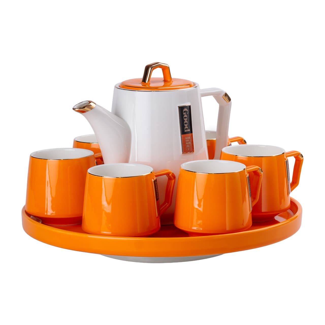 Чайный сервиз на 6 персон с фарфоровой подставкой Orange HP-15-27 — 8
