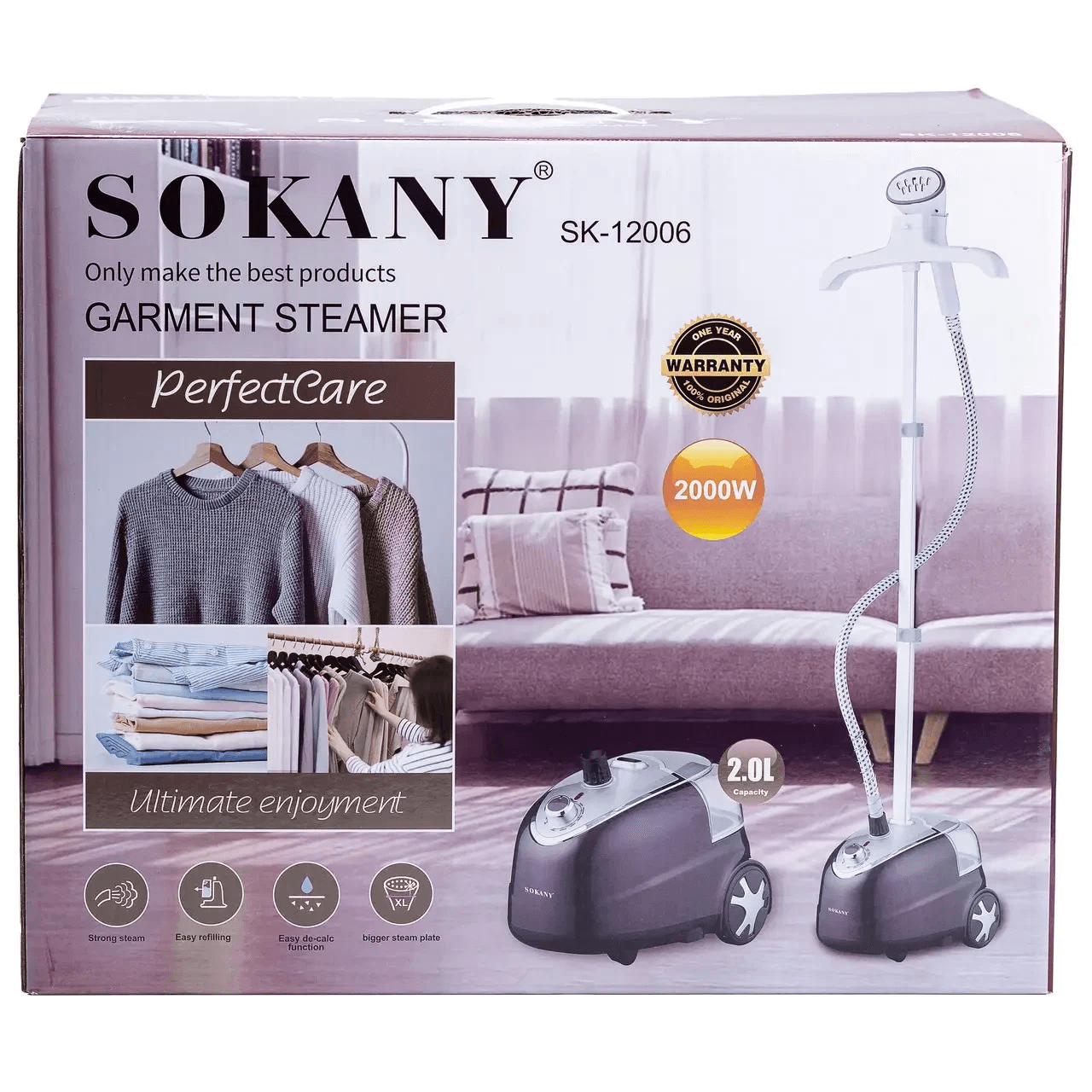 Напольный вертикальный отпариватель Sokany SK-12006 на 2 литра 2000 Вт черный — 8