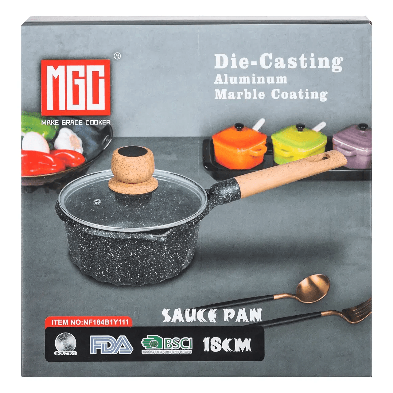 Сотейник з антипригарним покриттям 2,9 л з товстим дном Ø 18 см HP-4-431B — 6
