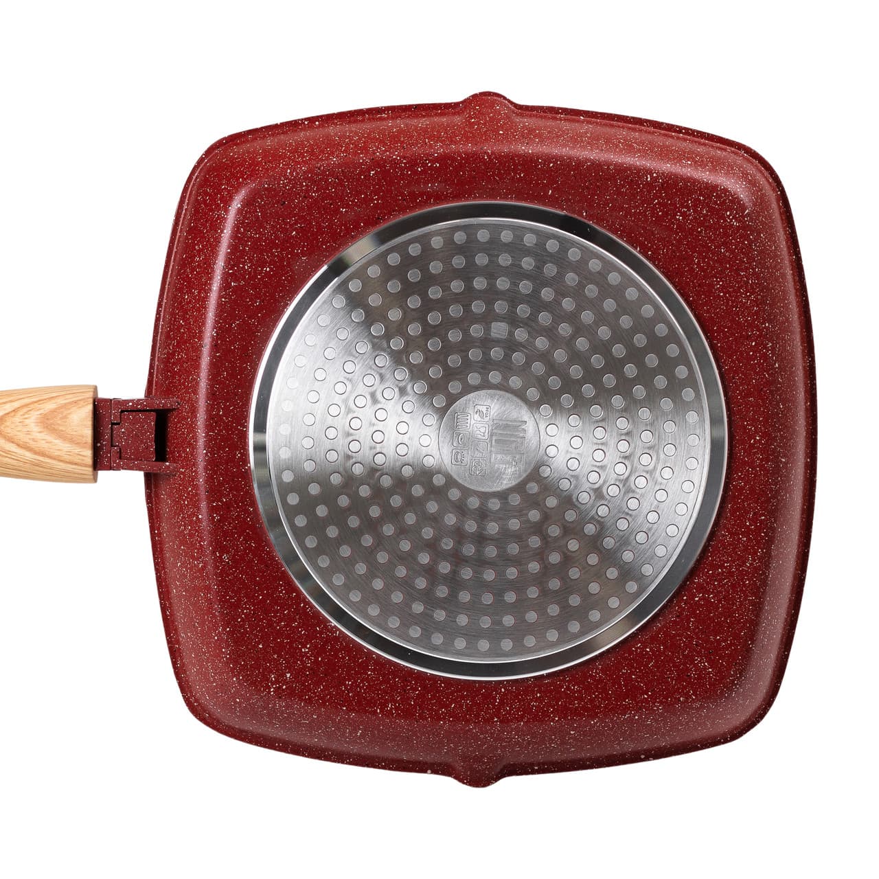 Алюминиевая сковорода-гриль 28 см со стеклянной крышкой Square Red MGC HP-4-462R — 3