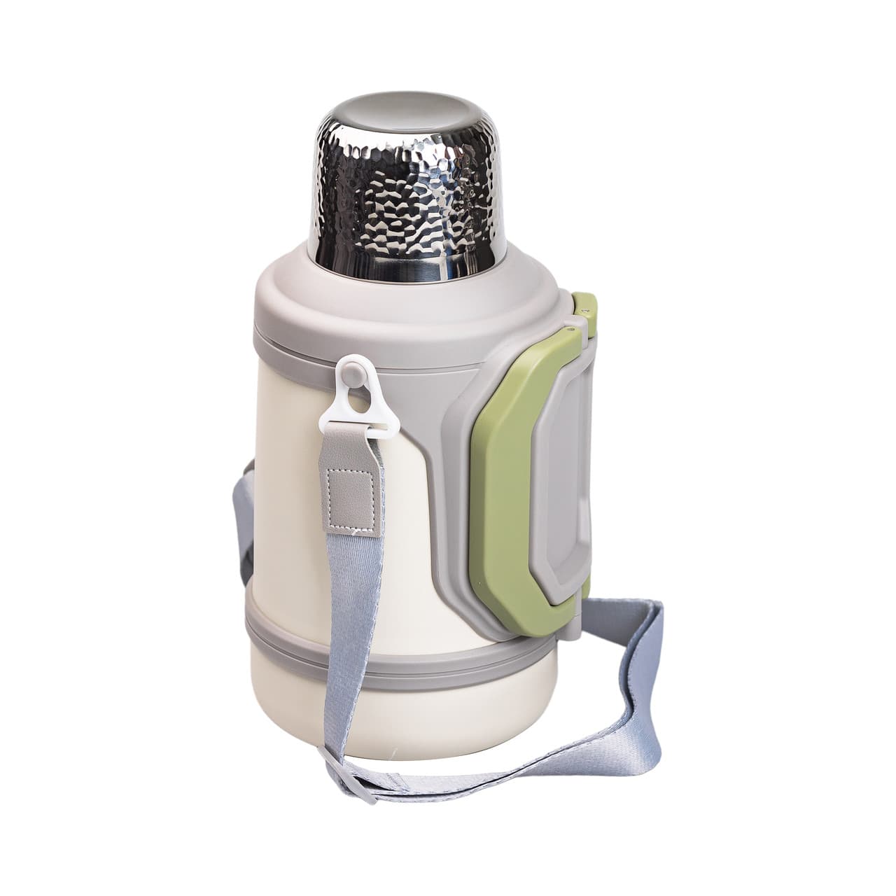 Термос Vacuum Cup 1.5 літра з ремінцем і складною ручкою білий HP-14-21W — 2