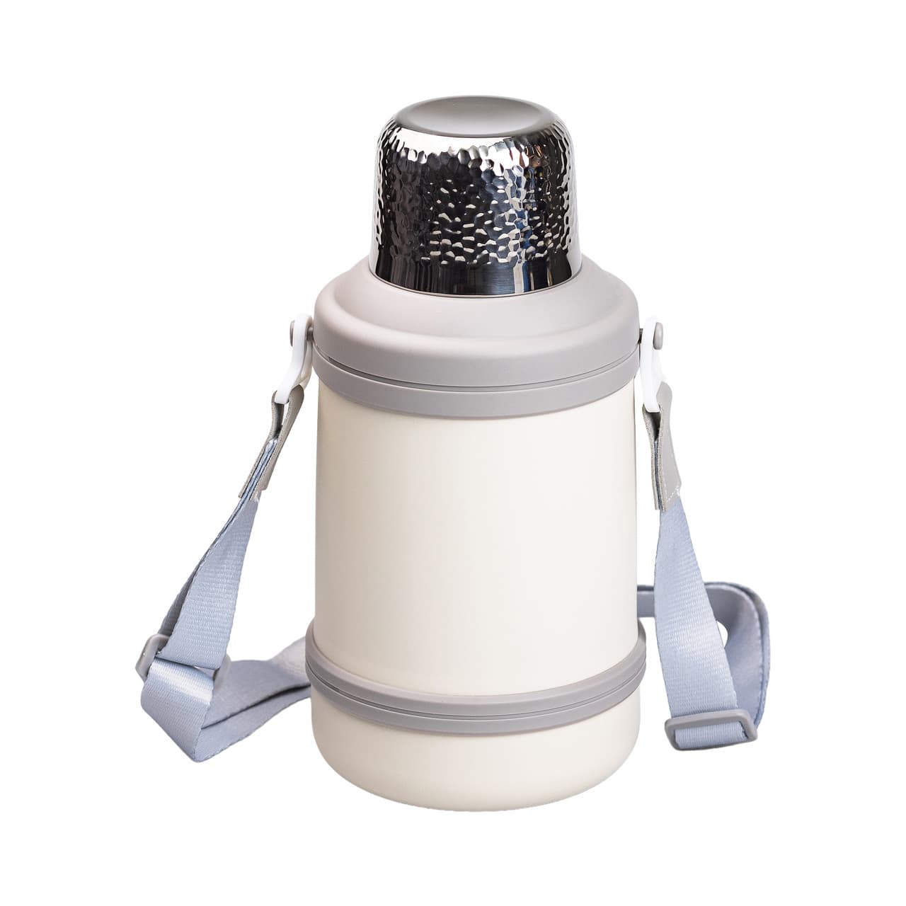 Термос Vacuum Cup 1.5 літра з ремінцем і складною ручкою білий HP-14-21W — 3