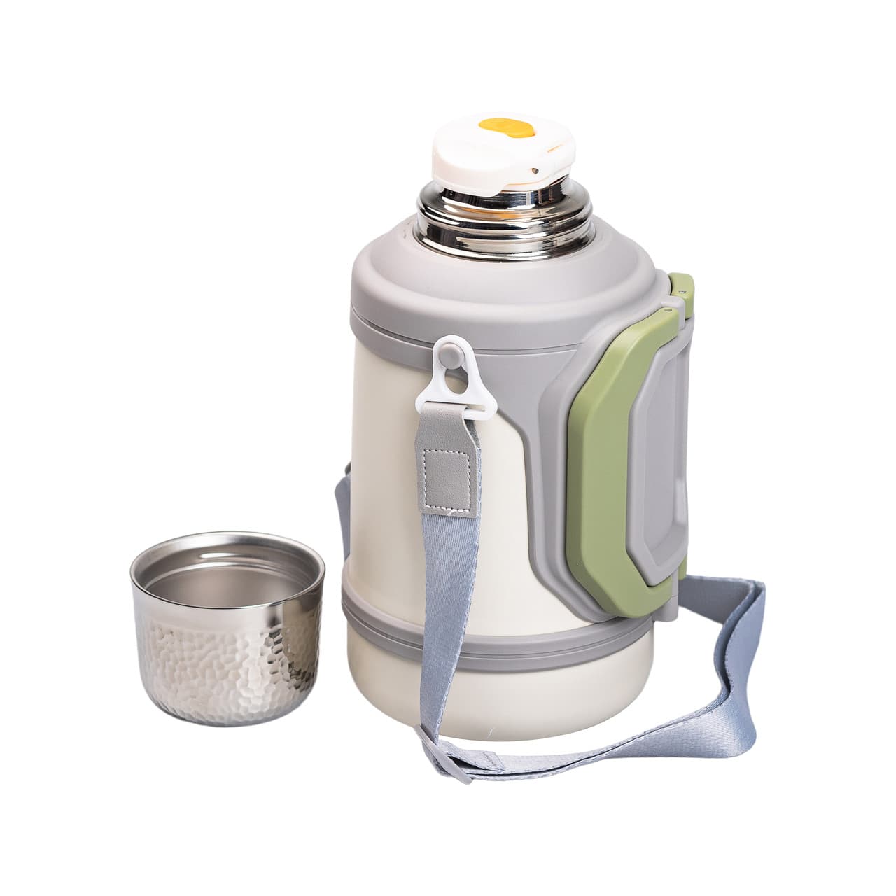 Термос Vacuum Cup 1.5 літра з ремінцем і складною ручкою білий HP-14-21W — 4