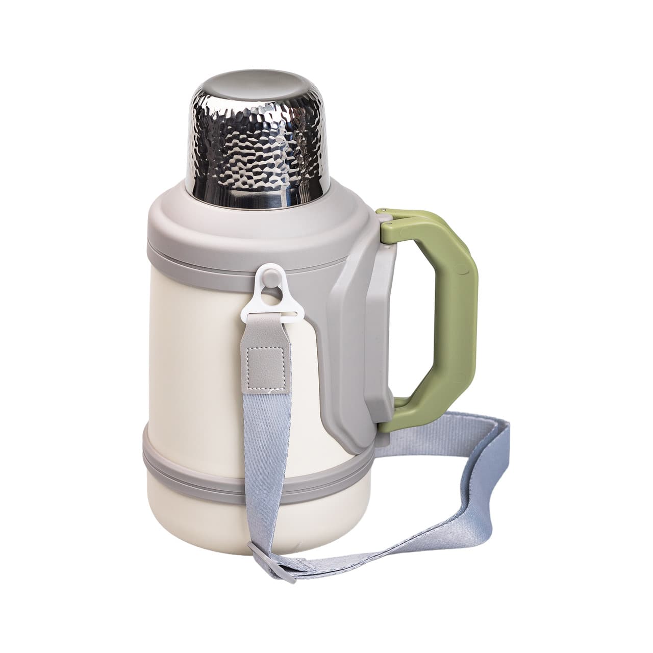 Термос Vacuum Cup 1.5 літра з ремінцем і складною ручкою білий HP-14-21W — 5