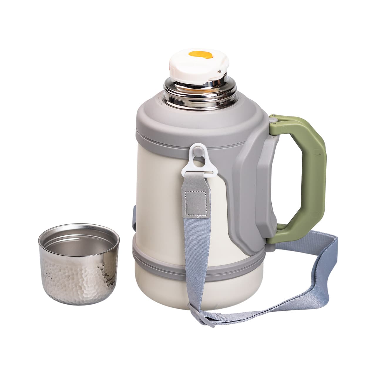 Термос Vacuum Cup 1.5 літра з ремінцем і складною ручкою білий HP-14-21W — 7