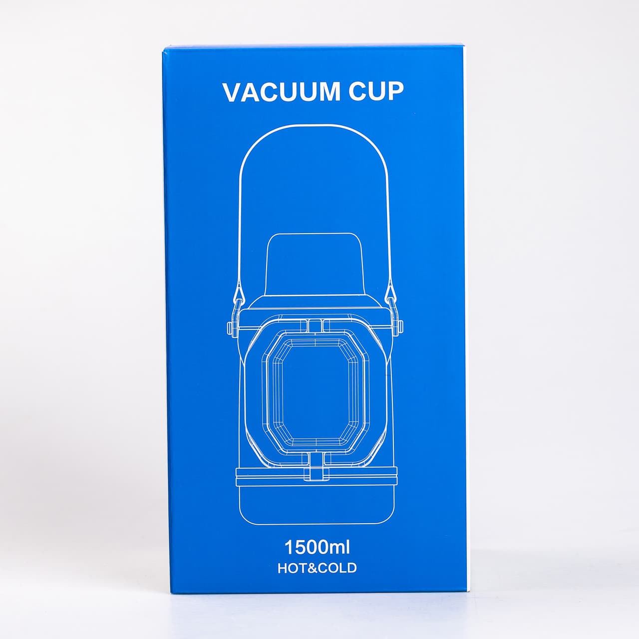Термос Vacuum Cup 1.5 літра з ремінцем і складною ручкою білий HP-14-21W — 8