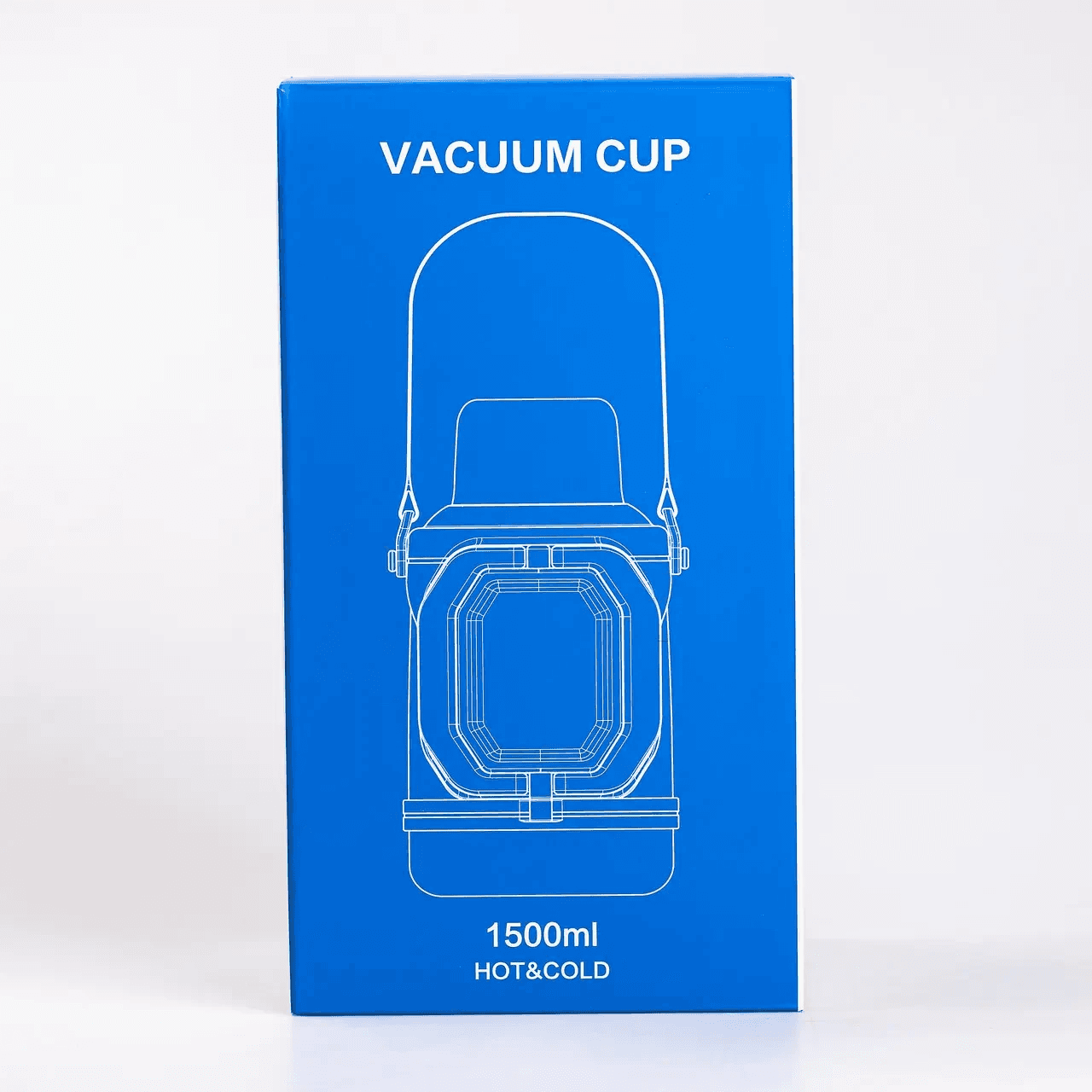 Термос Vacuum Cup 1.5 літра з ремінцем і складною ручкою темно-синій HP-14-21BL — 6