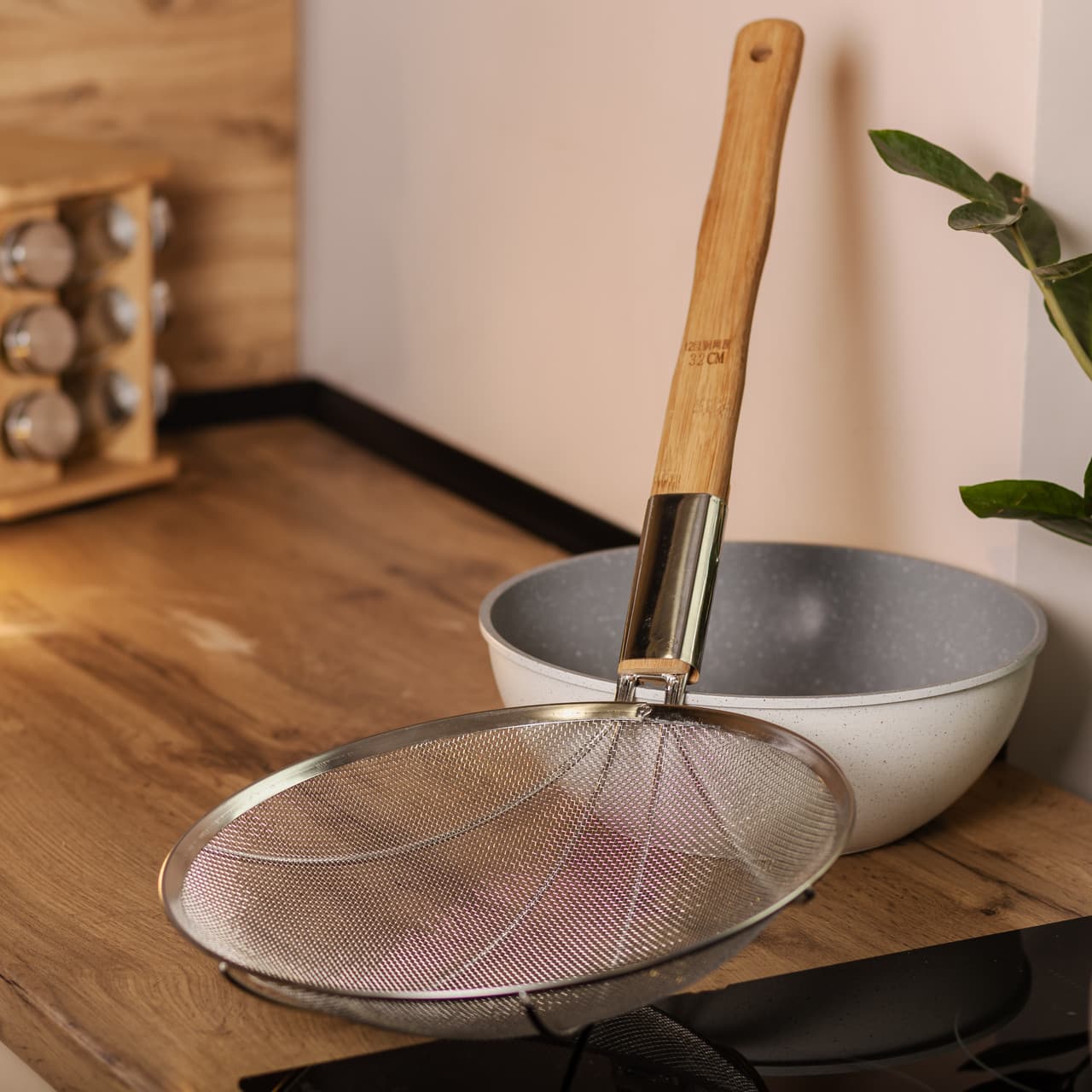 Шумовка "паук" с деревянной ручкой Ø 32 см для фритюра и вока HP-19-19-32CM — 7