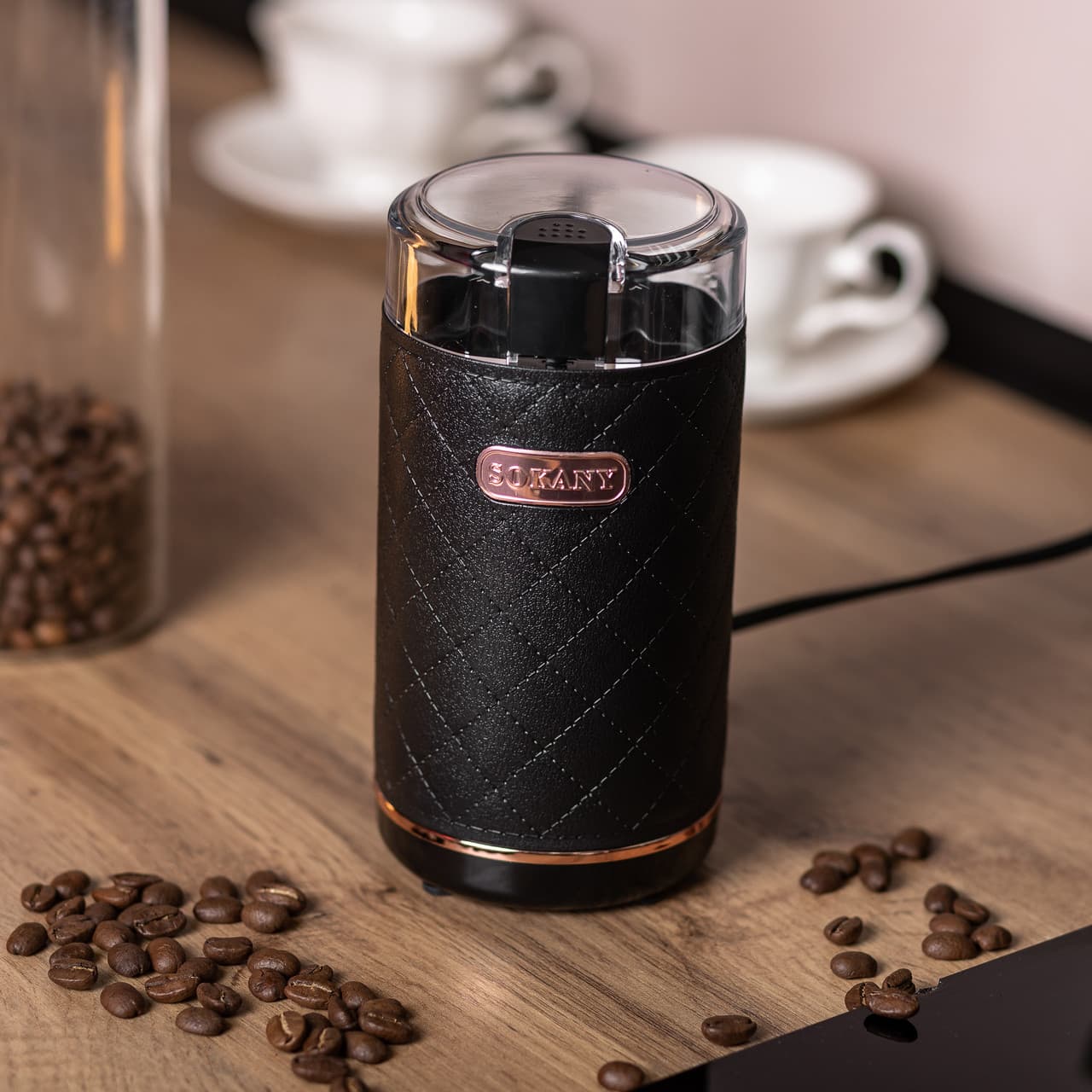Кофемолка электрическая Sokany 150 Вт Черная Lugi SK-3027B — 9