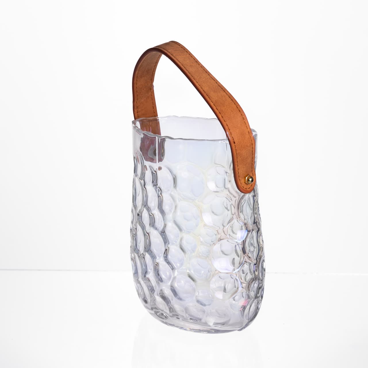 Ваза сумочка с ручкой 13×9.5×18 (см) декоративная стеклянная ваза для цветов 1.2 (л) Радужный HP-19-153-6 — 3