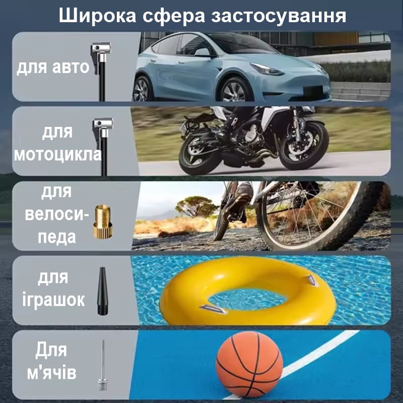 Акумуляторний насос - компресор для авто, мотоцикла, велосипеда Nectronix PR-325 — 10